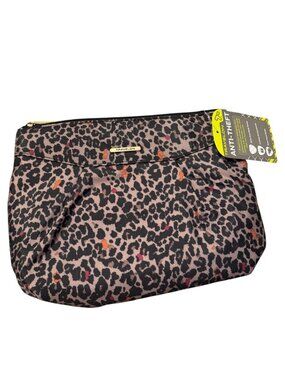 Travelon Anti-Theft Leopard Print Crossbody Bag RFID Locking Zippers NWT